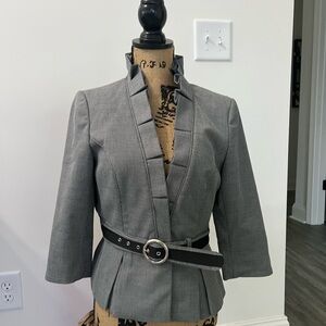 White House Black Market Gray Belted Blazer